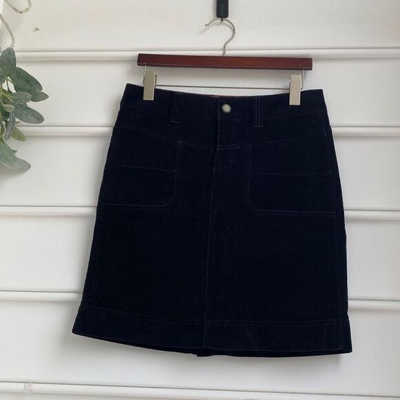 Athleta Velvet Cotton Mini Skirt With‎ Drawstring And Pockets Black 6 - Picture 2 of 15